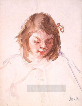 Mary Cassatt Painting - Head of Francoise Looking Down mothers children Mary Cassatt